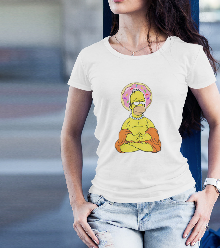 Simpsons Homer Buddha Donut Halo Meditation T-Shirt