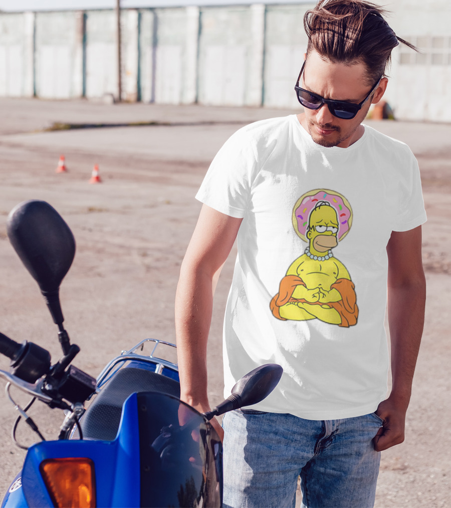 Simpsons Homer Buddha Donut Halo Meditation T-Shirt