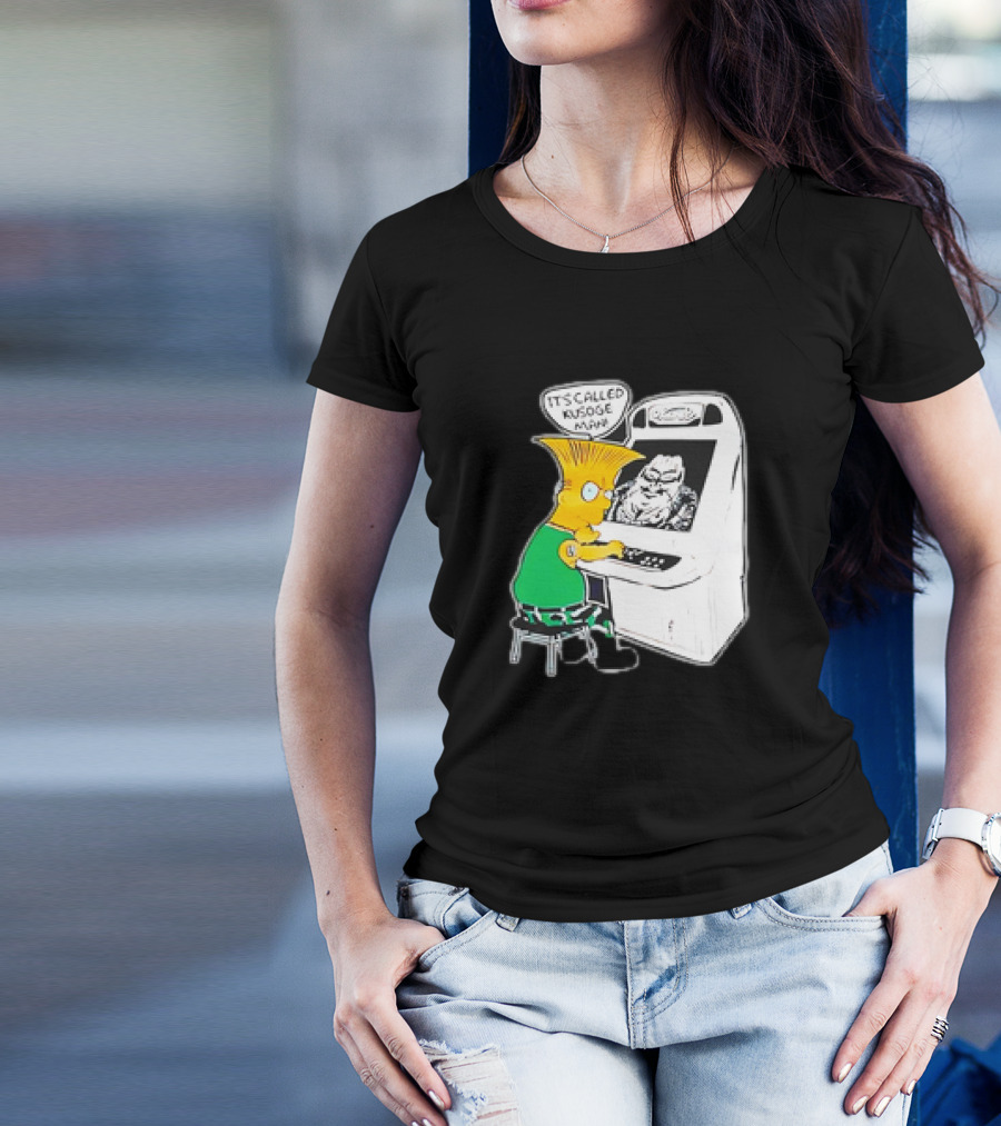 Bart Simpson It's Called Kusoge Man Playing Arcade Game T-Shirt