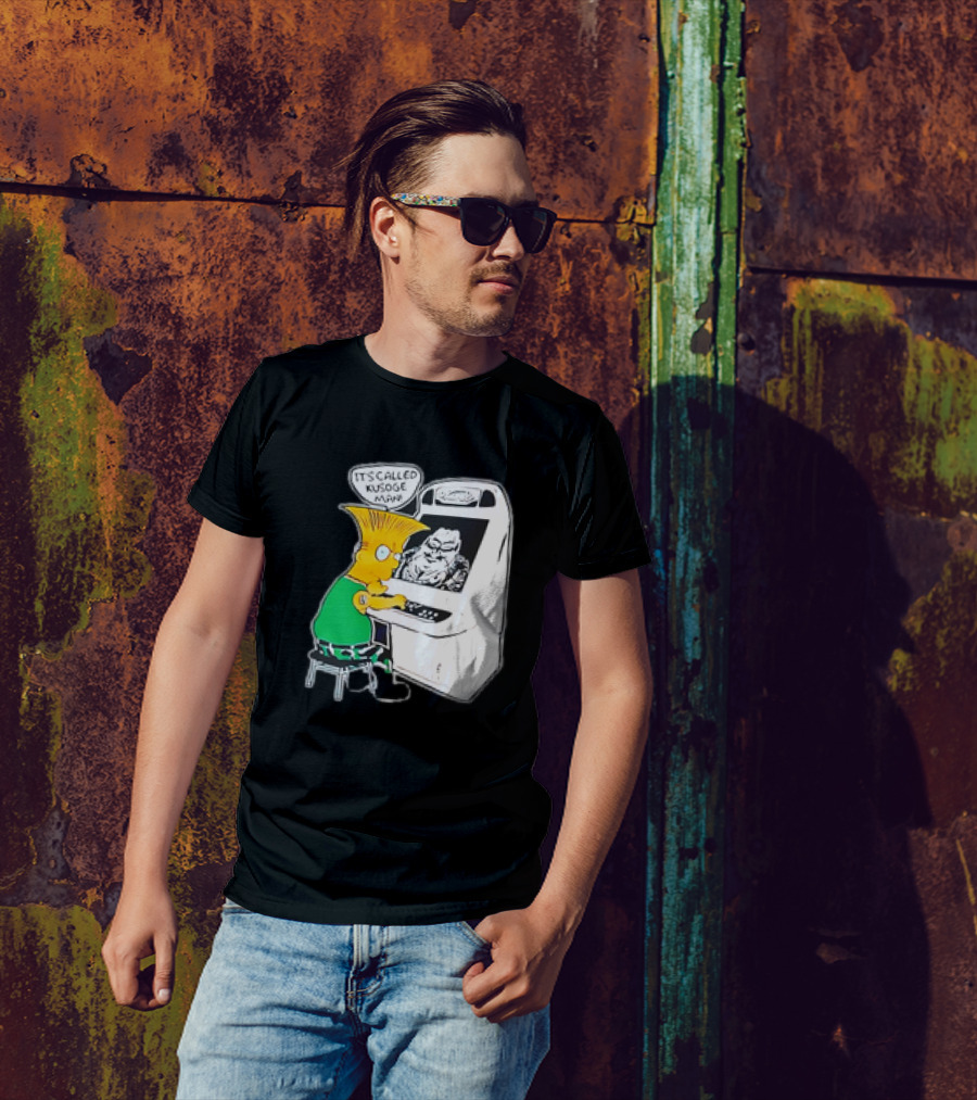 Bart Simpson It's Called Kusoge Man Playing Arcade Game T-Shirt
