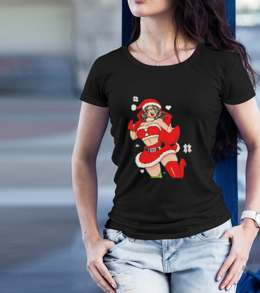 UwU Santa Outfit With Snowflakes And Hearts Christmas T-Shirt