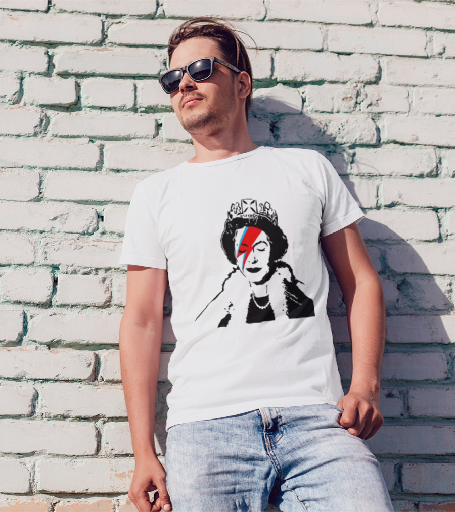 Queen Elizabeth Bowie Lightning Face Paint T-Shirt