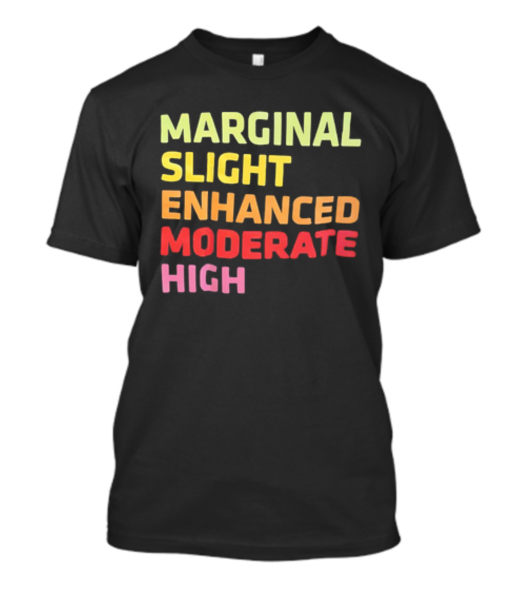Marginal Slight Enhanced Moderate High Gradient Text T-Shirt