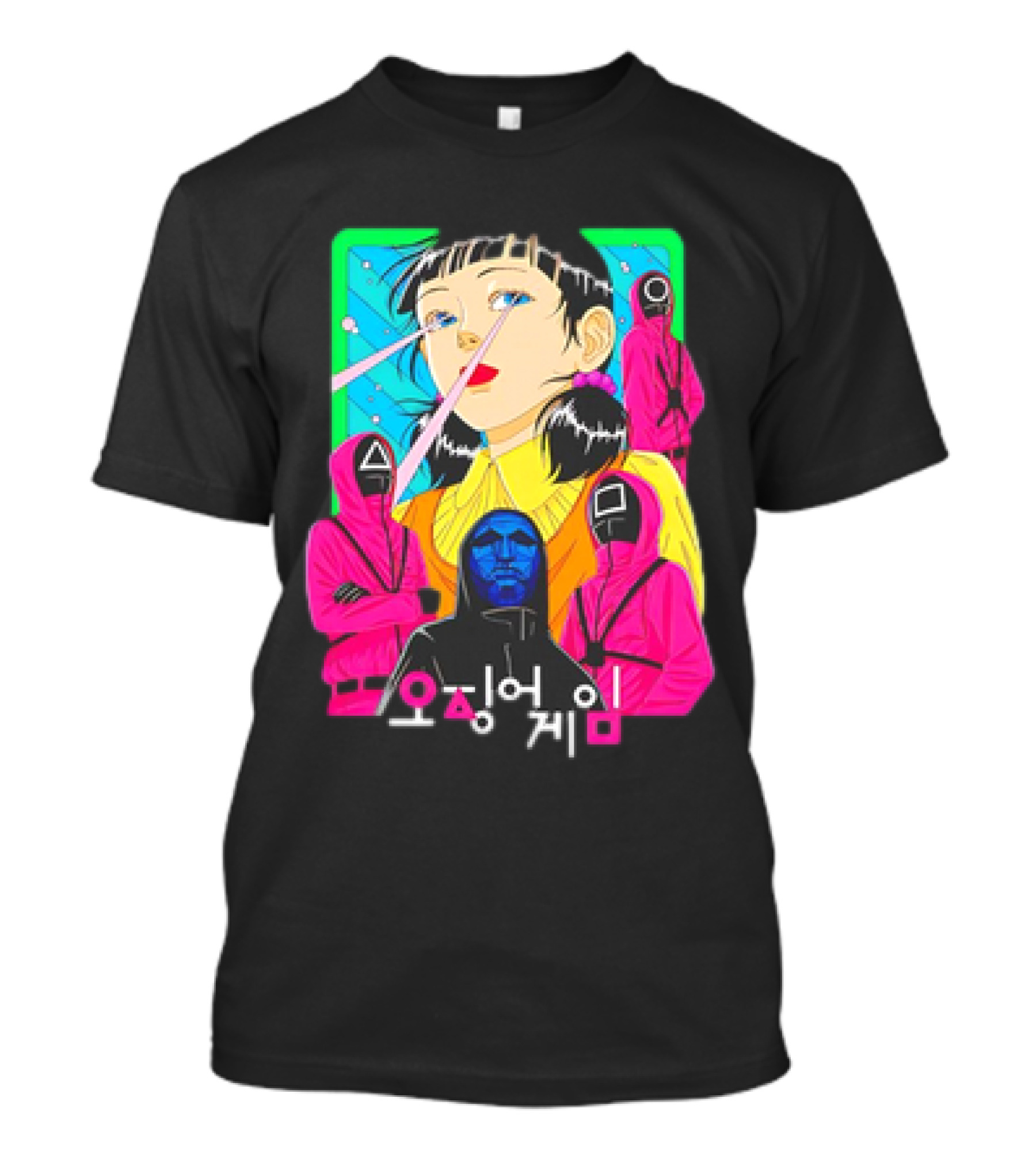 Squid Game 오징어 게임 Pink Soldier Characters And Doll T-Shirt