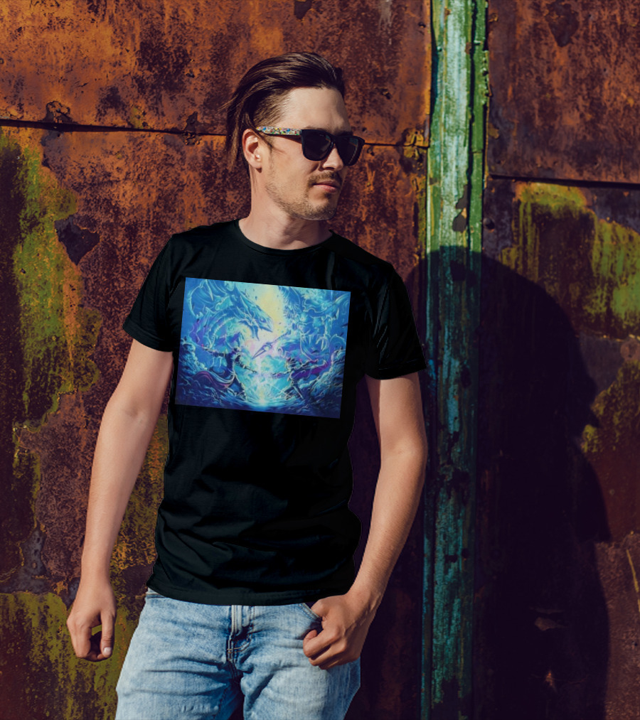 Yu Gi Oh Seto Kaiba Dueling Yugi Muto Blue-Eyes White Dragon And Dark Magician Showdown T-Shirt