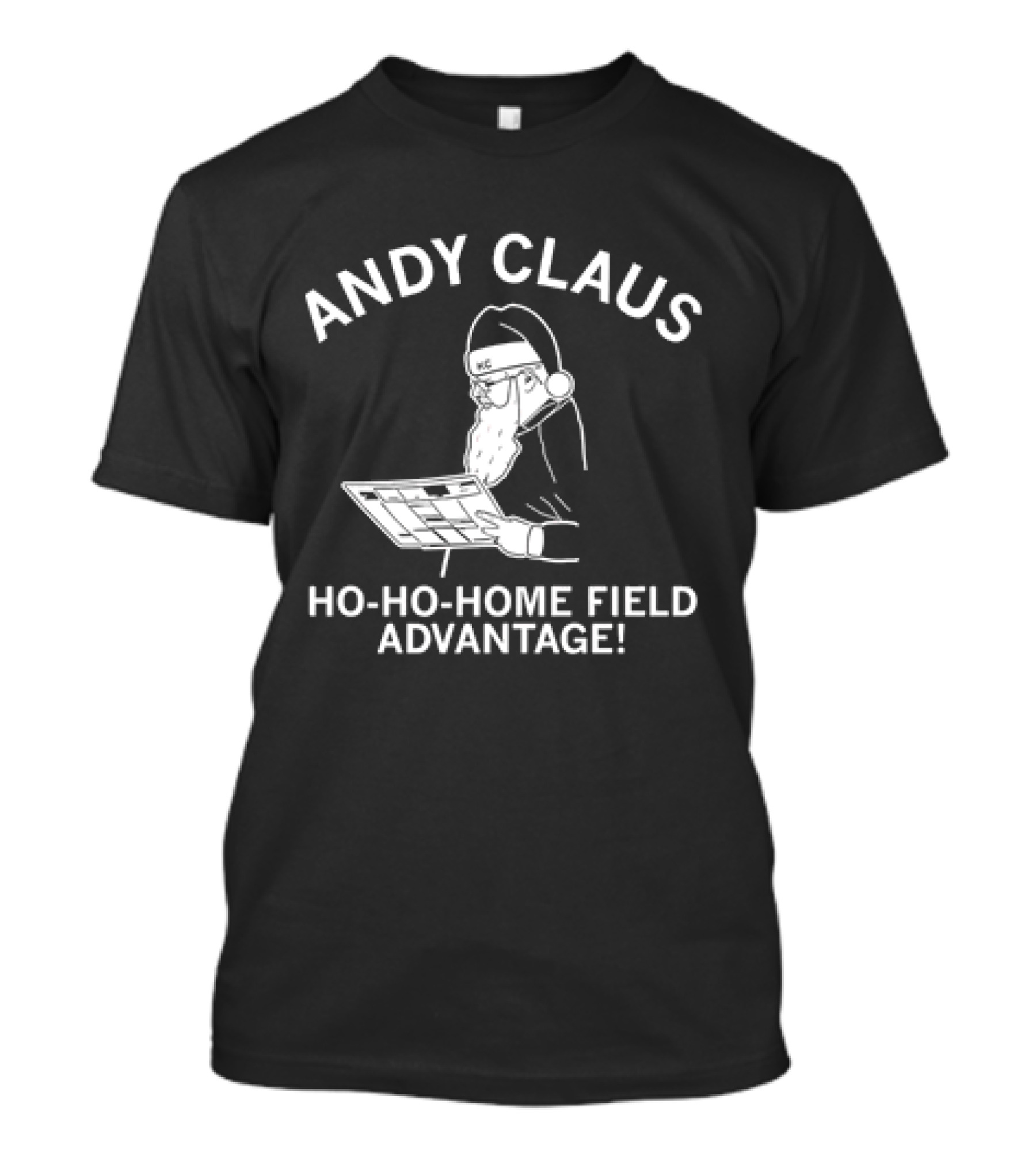 Andy Claus Ho Ho Home Field Advantage Football Coach Santa Holiday Playbook T-Shirt
