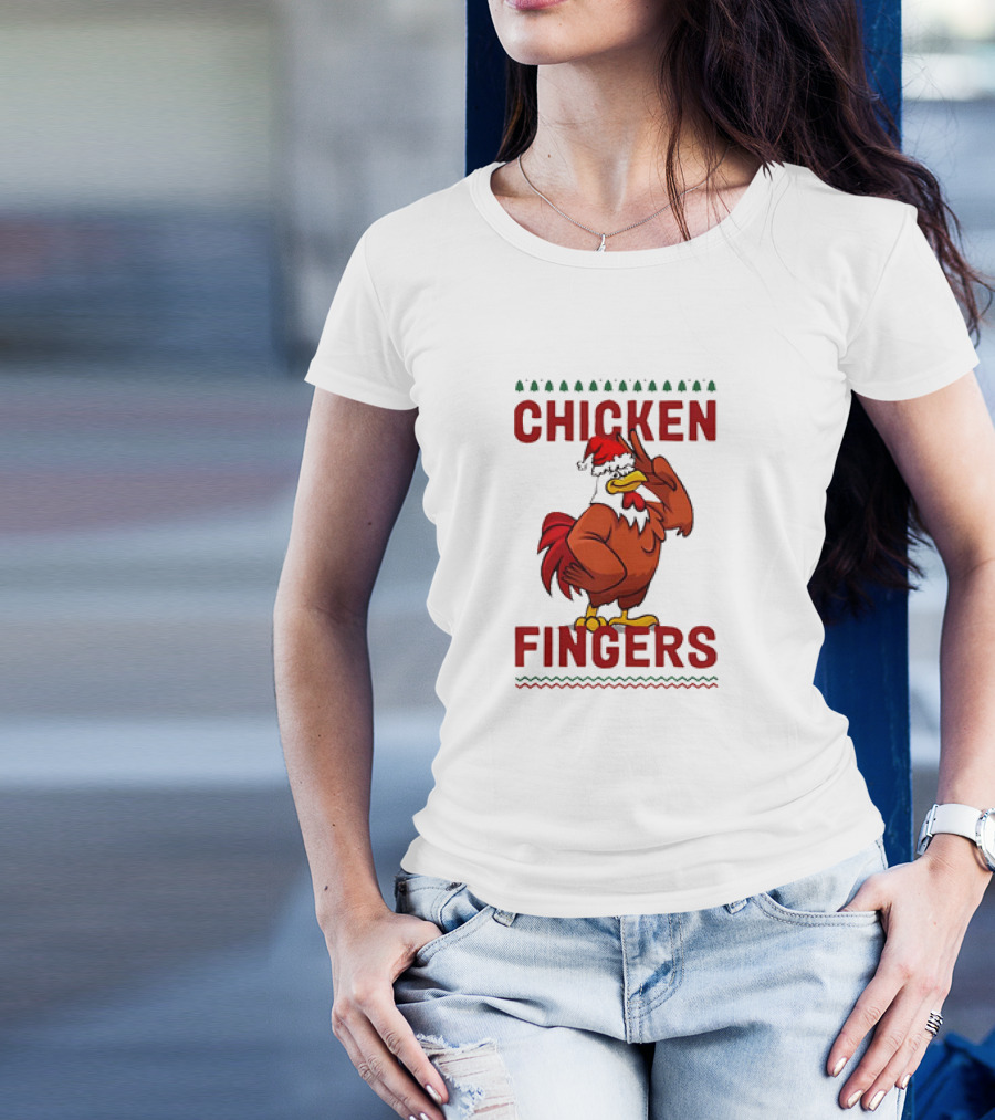 Chicken Santa Fingers Peace Sign T-Shirt