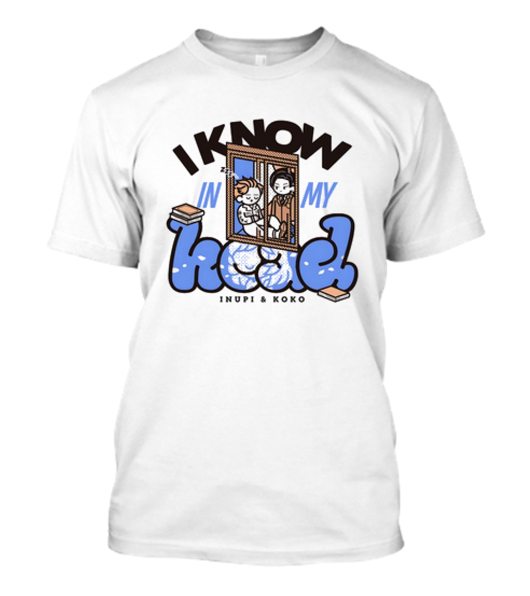 I Know In My Head Inupi And Koko Peeking Through Window With Books T-Shirt