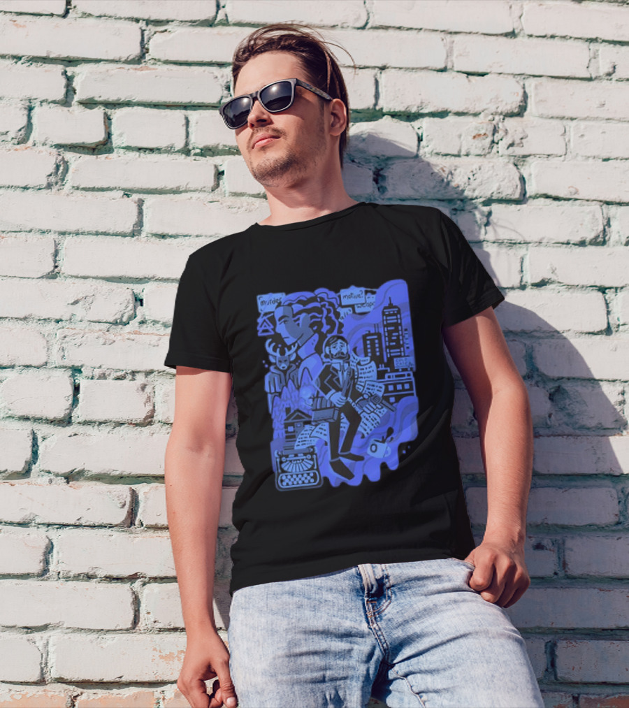 Alan Wake Herald Of Darkness Mystery Writers Typewriter Cityscape T-Shirt