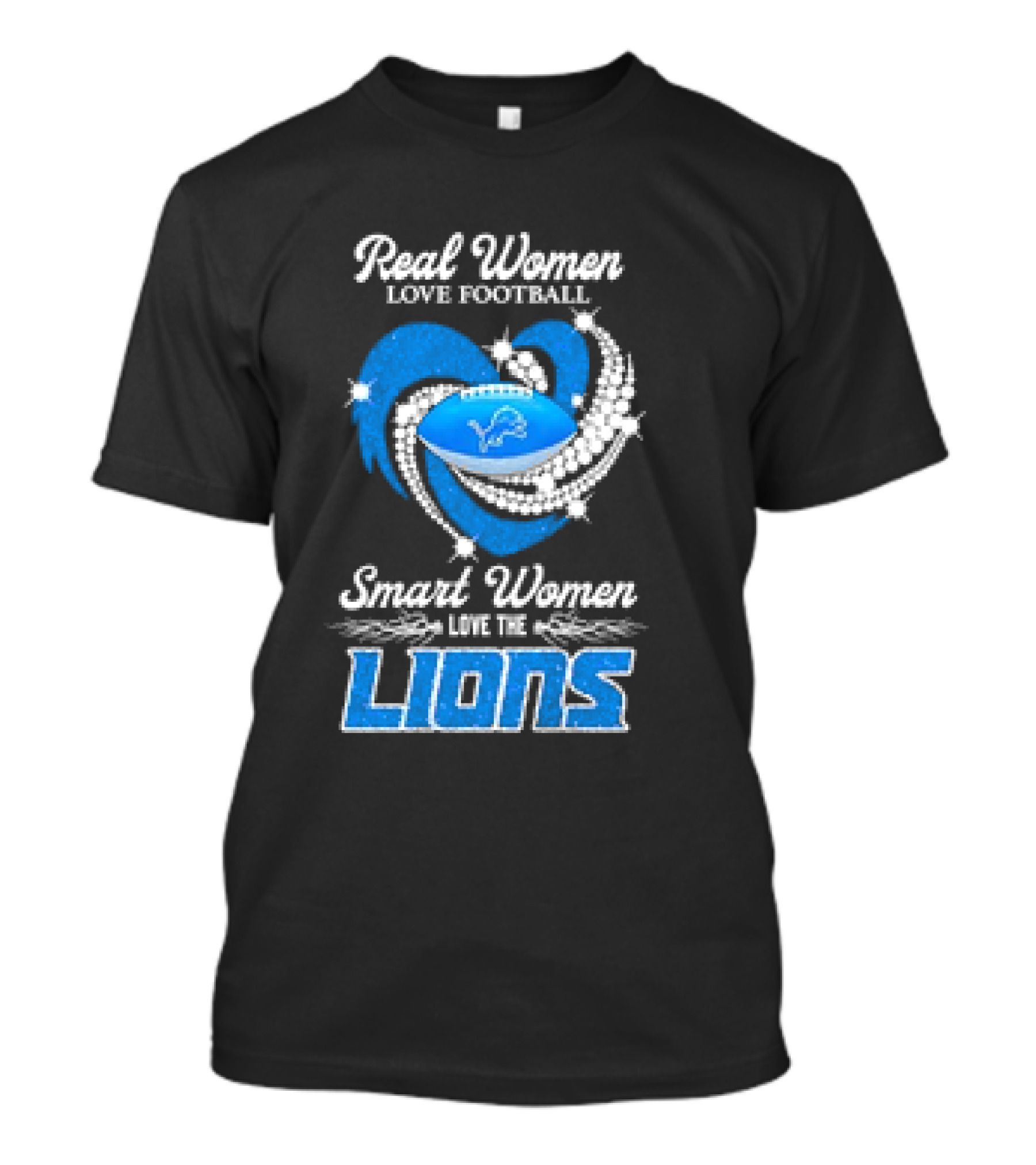 Real Women Love Football Smart Women Love The Lions Detroit Football T-Shirt