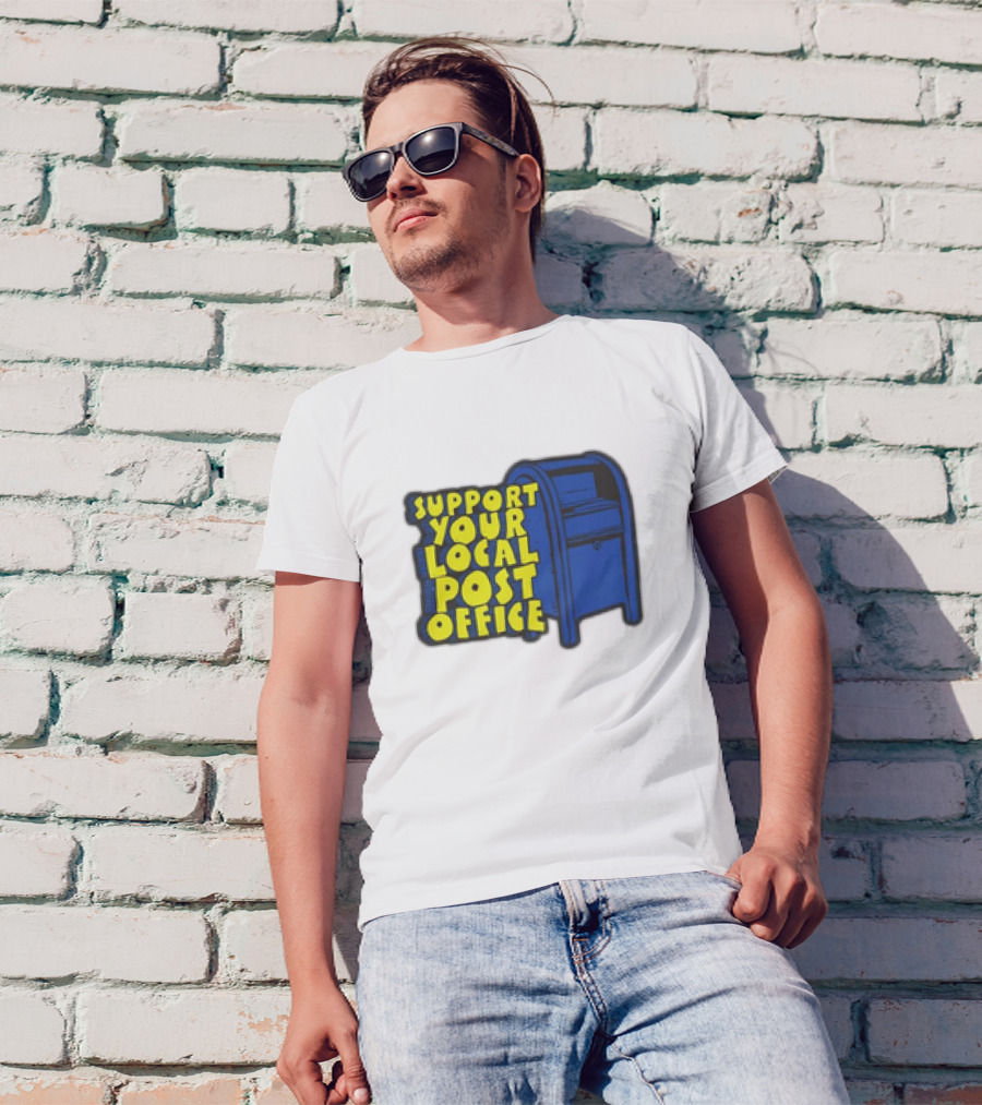 Support Your Local Post Office Blue Mailbox T-Shirt