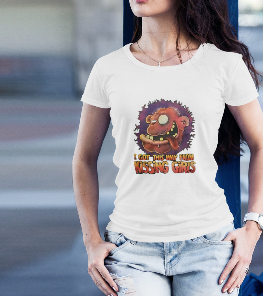 I Got This Way From Kissing Girls Grotesque Cartoon Face T-Shirt