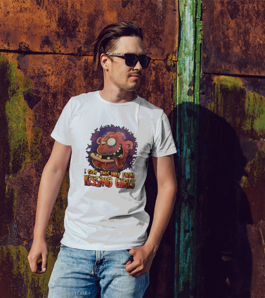 I Got This Way From Kissing Girls Grotesque Cartoon Face T-Shirt