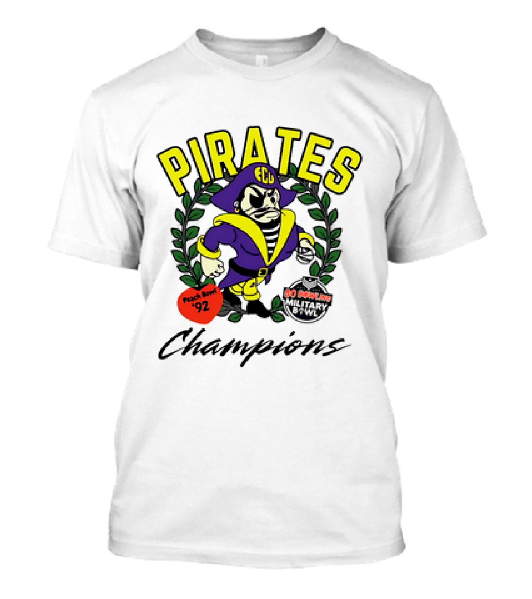 Jon Smith ECU Pirates Champions Peach Bowl '92 No Quarter Military Bowl T-Shirt