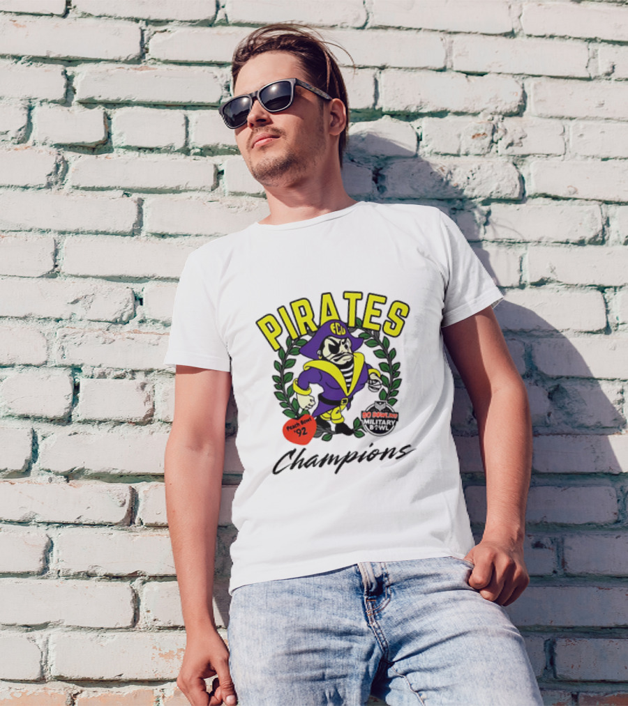 Jon Smith ECU Pirates Champions Peach Bowl '92 No Quarter Military Bowl T-Shirt