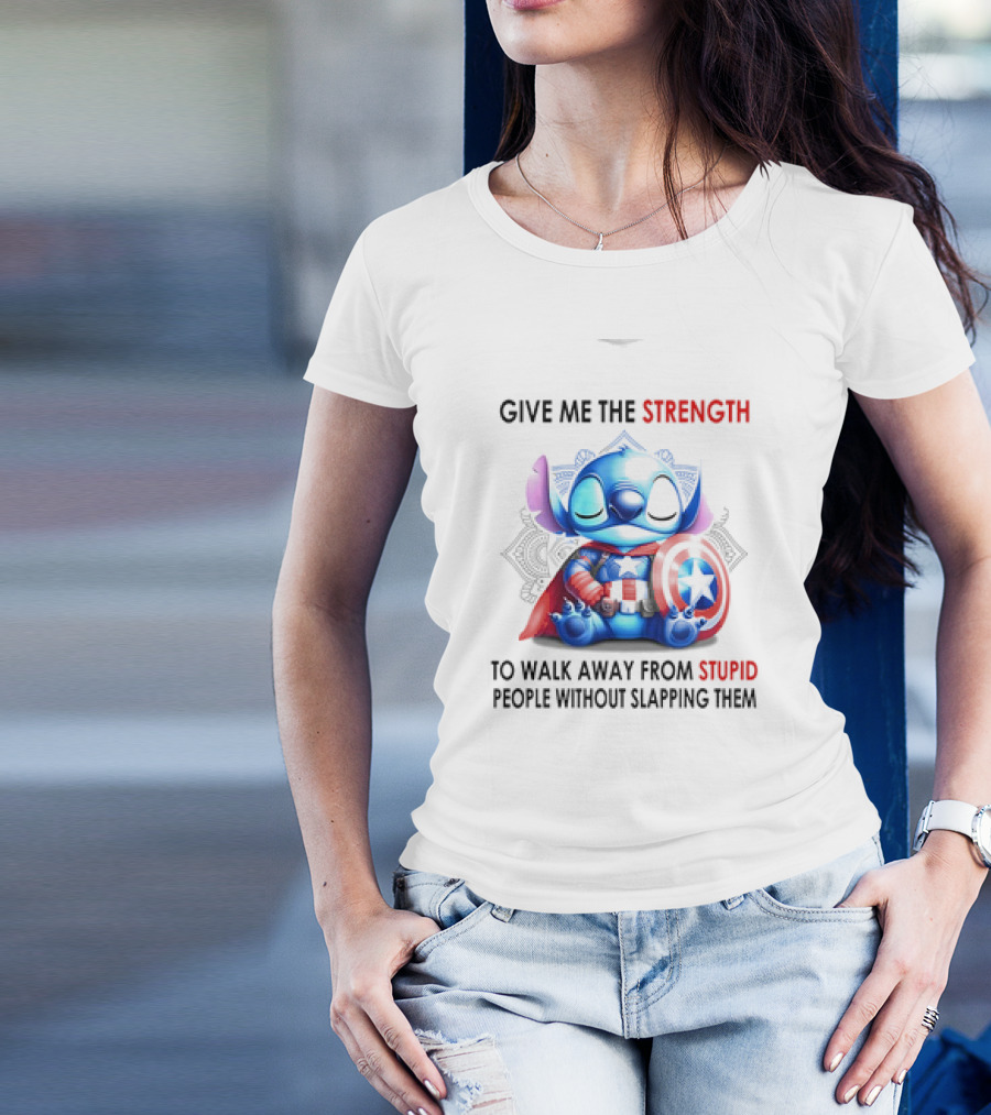 Stitch Captain Give Me The Strength To Walk Away From Stupid People Without Slapping Them T-Shirt