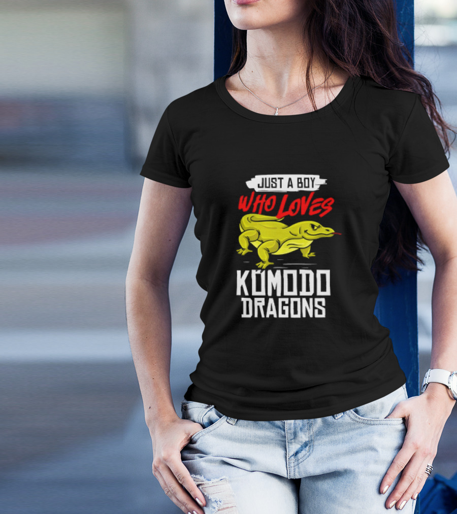 Just A Boy Who Loves Komodo Dragons With Yellow Lizard T-Shirt