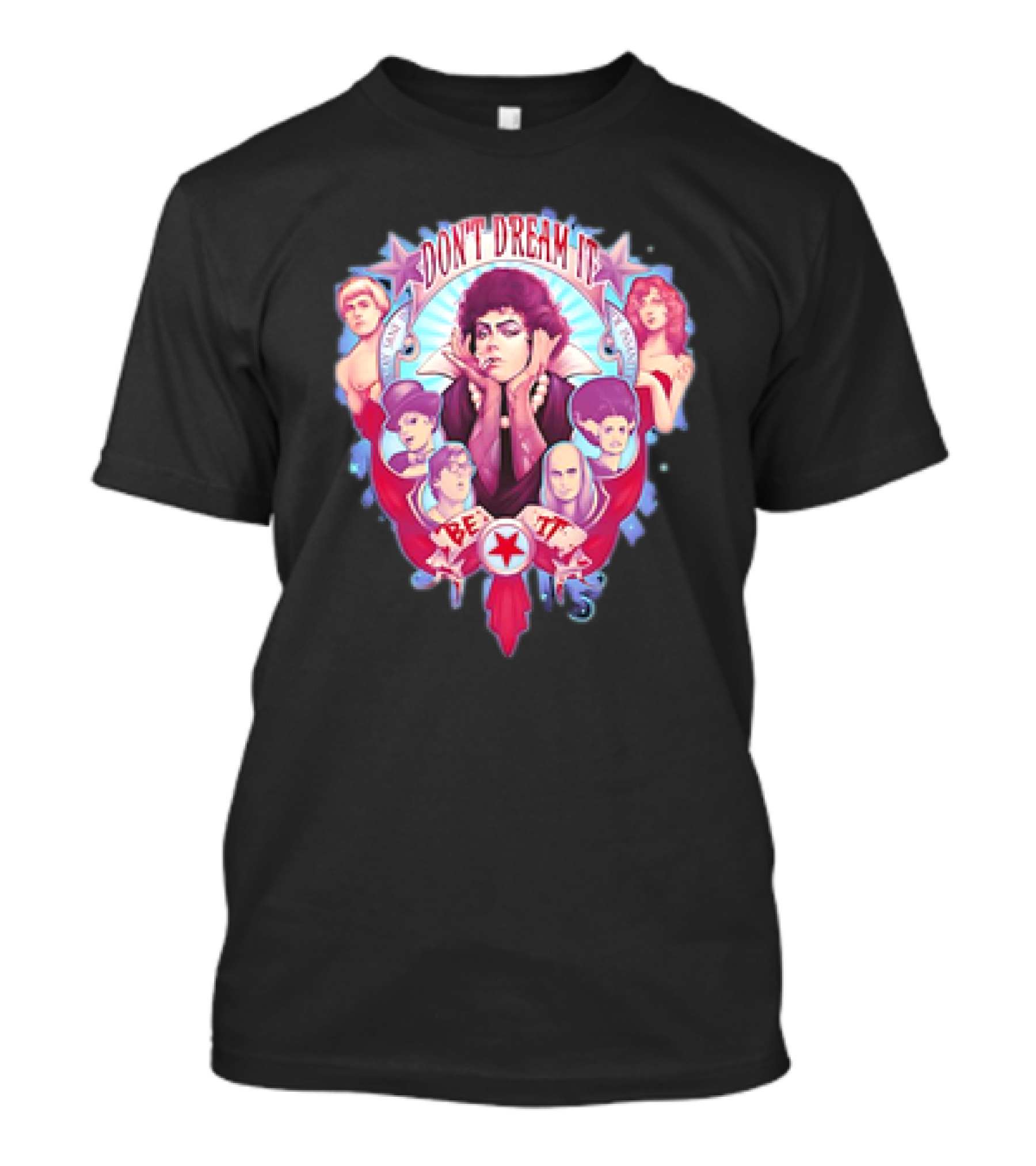 The Rocky Horror Picture Show Don't Dream It Be It Retro Character Collage T-Shirt