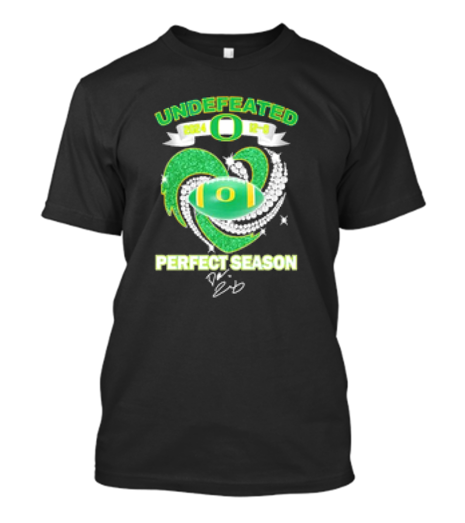 Undefeated 2024 12-0 Oregon Ducks Perfect Season Heart Diamonds T-Shirt