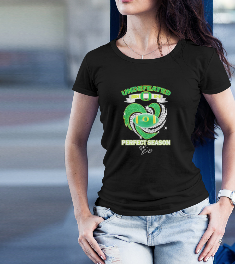 Undefeated 2024 12-0 Oregon Ducks Perfect Season Heart Diamonds T-Shirt