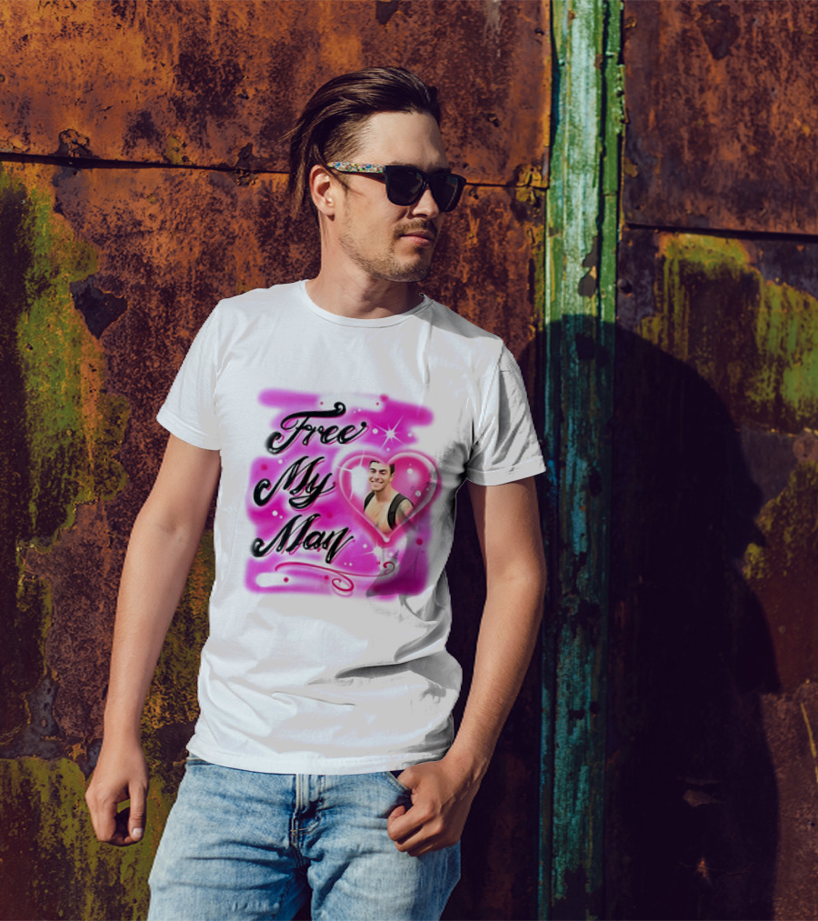 Free My Man Luigi Mangione With Heart Background T-Shirt