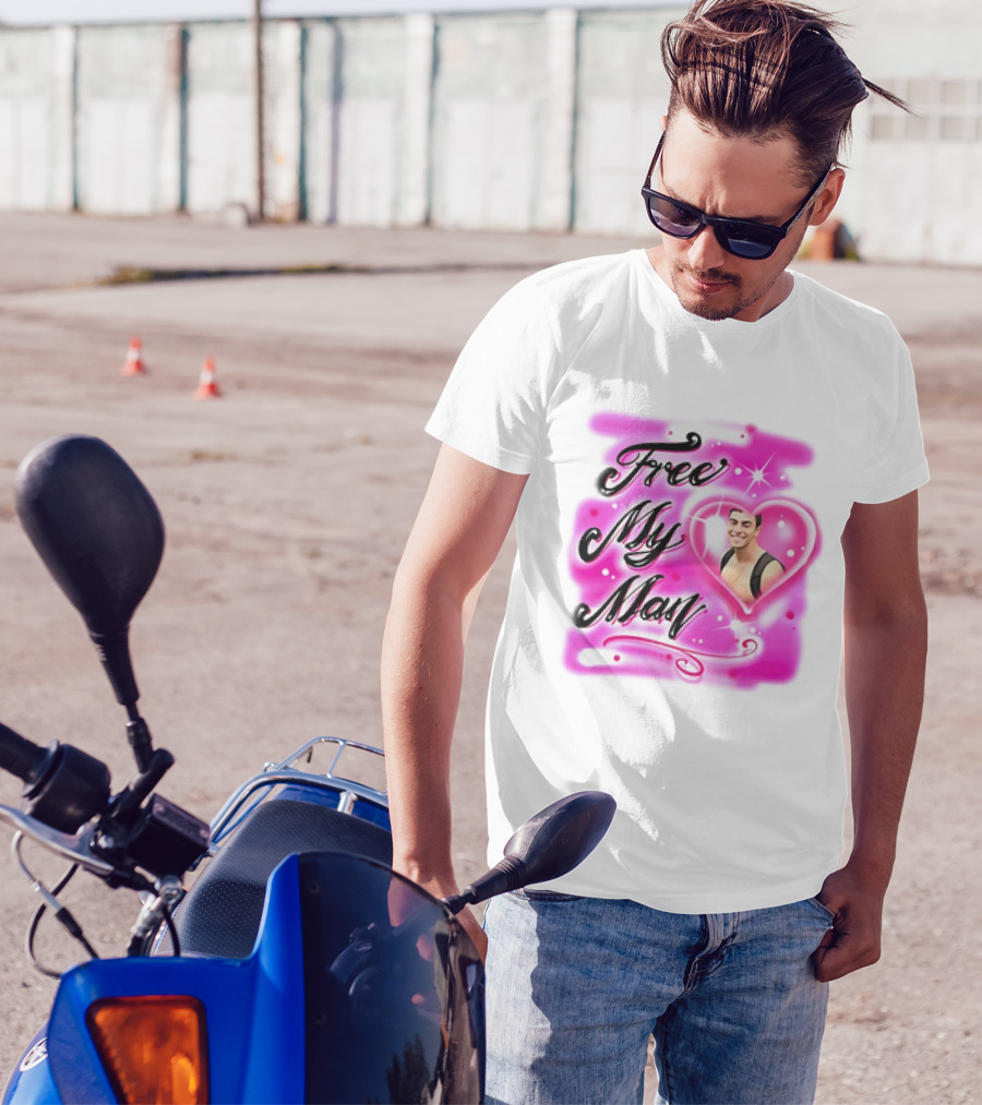 Free My Man Luigi Mangione With Heart Background T-Shirt