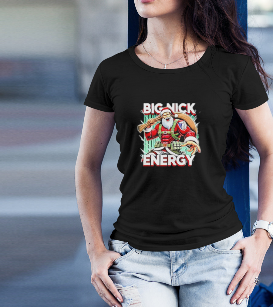 BIG NICK ENERGY Santa Warrior With Baseball Bat T-Shirt