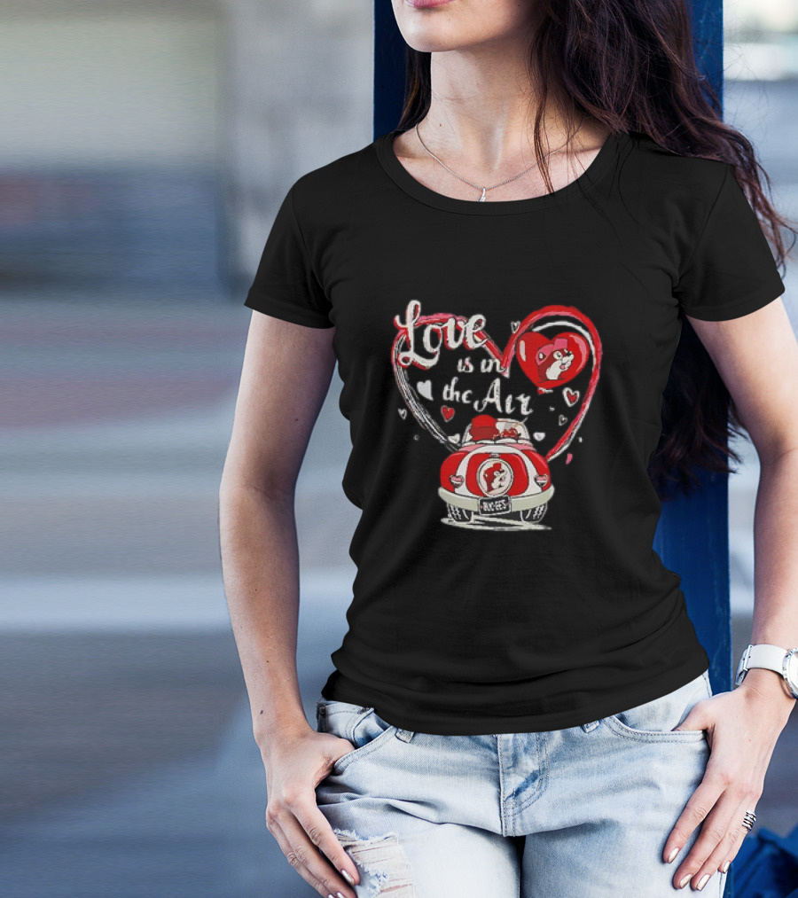 Buc-ee's Love Is In The Air Valentine's Heart Car Journey T-Shirt