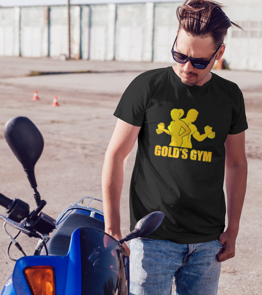 Gold's Gym Man And Woman With Dumbbells T-Shirt