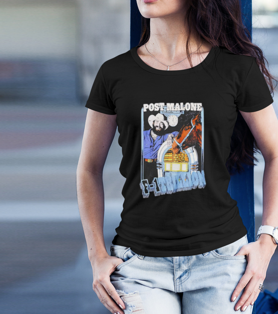 Post Malone Cowboy With Jukebox And Horse F-1 Trillion T-Shirt