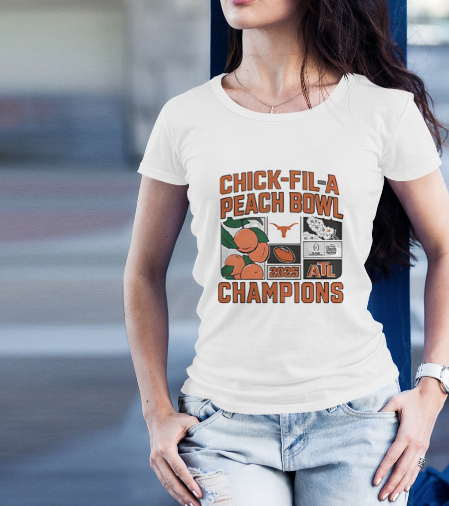 Chick-fil-A Peach Bowl 2025 ATL Champions Texas Longhorns Victory Ahead T-Shirt