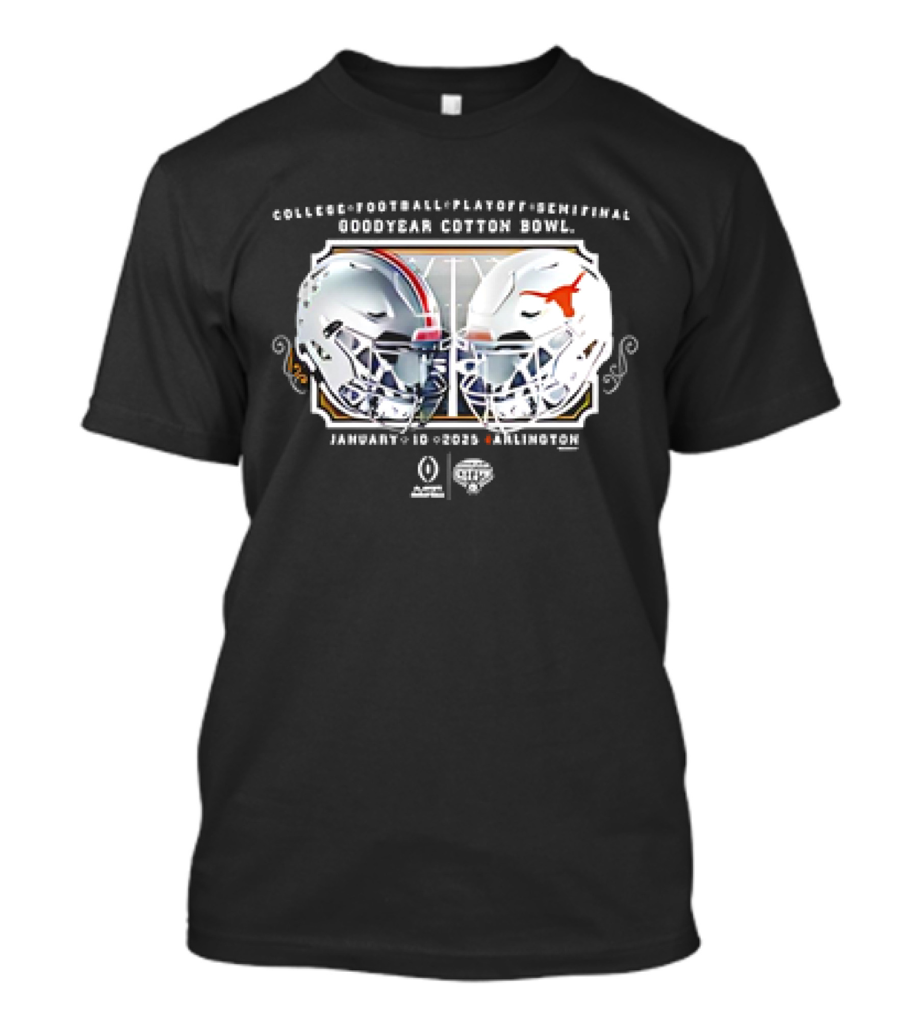 Goodyear Cotton Bowl 2025 College Football Playoff Semifinal Ohio State Buckeyes Vs Texas Longhorns January 10 Arlington T-Shirt