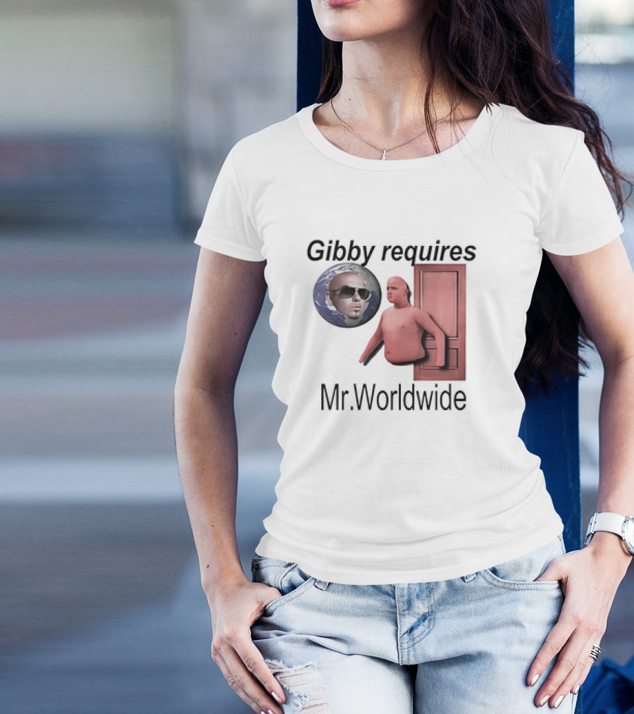 Gibby Requires Mr. Worldwide Door Meme T-Shirt