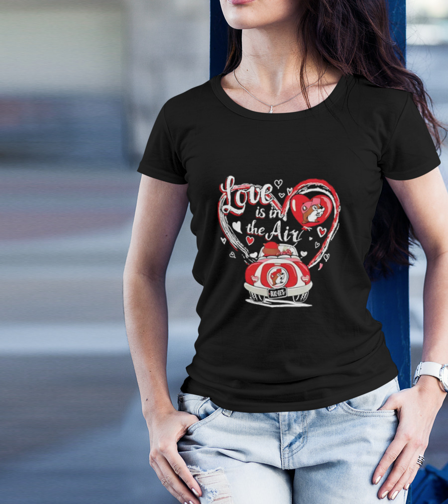 Buc-ee’s 2025 Valentine’s Love Is In The Air Car Hearts Romance T-Shirt