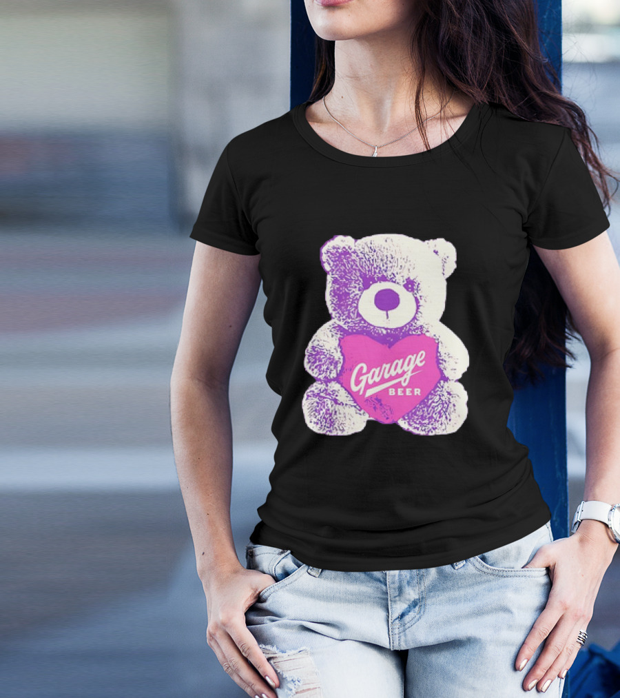 Garage Beer Teddy Bear Heart Retro Plush T-Shirt