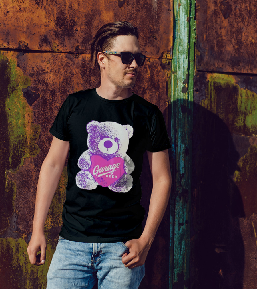 Garage Beer Teddy Bear Heart Retro Plush T-Shirt