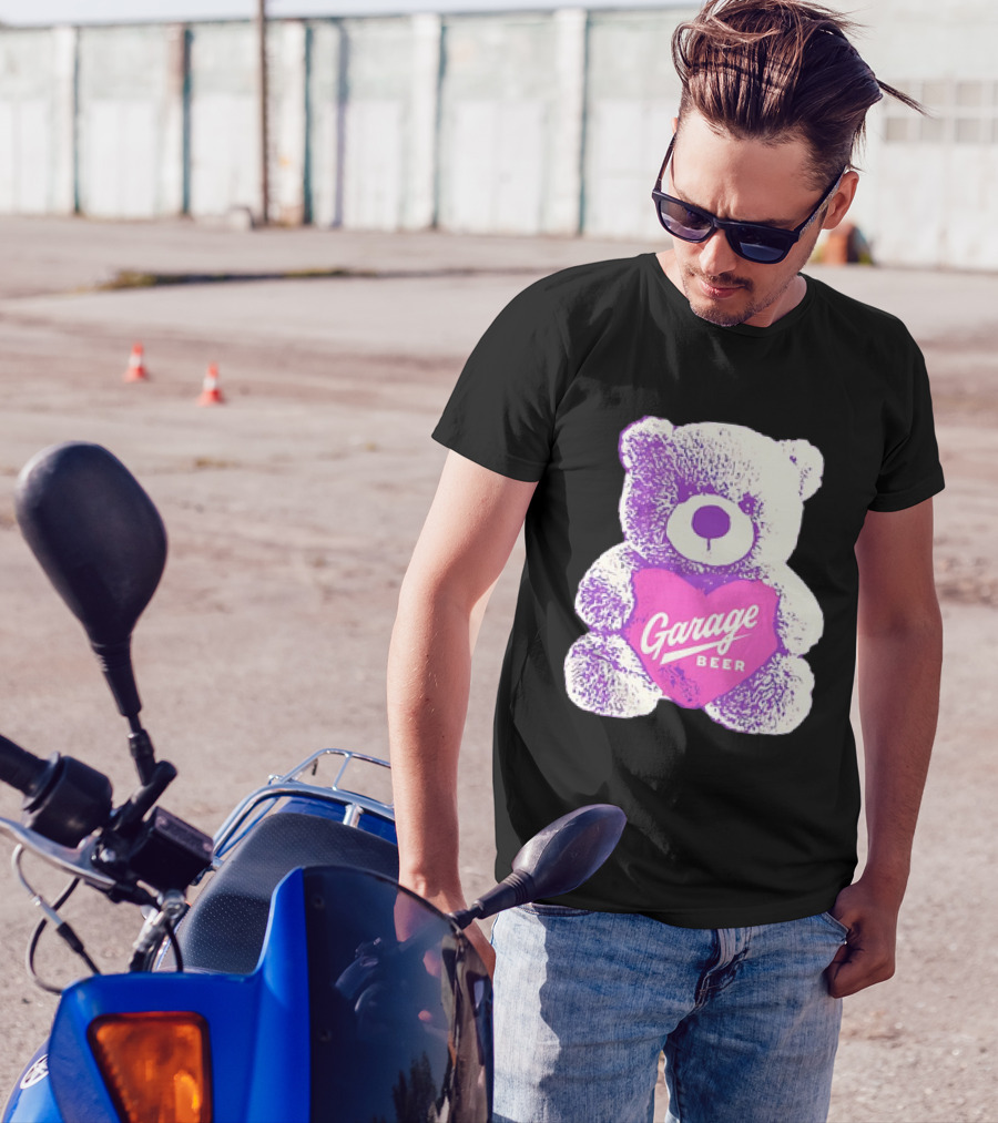 Garage Beer Teddy Bear Heart Retro Plush T-Shirt
