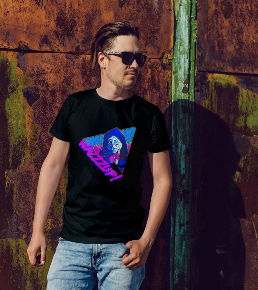 Ghostface Scream Wazzup 90s Neon Vibes T-Shirt
