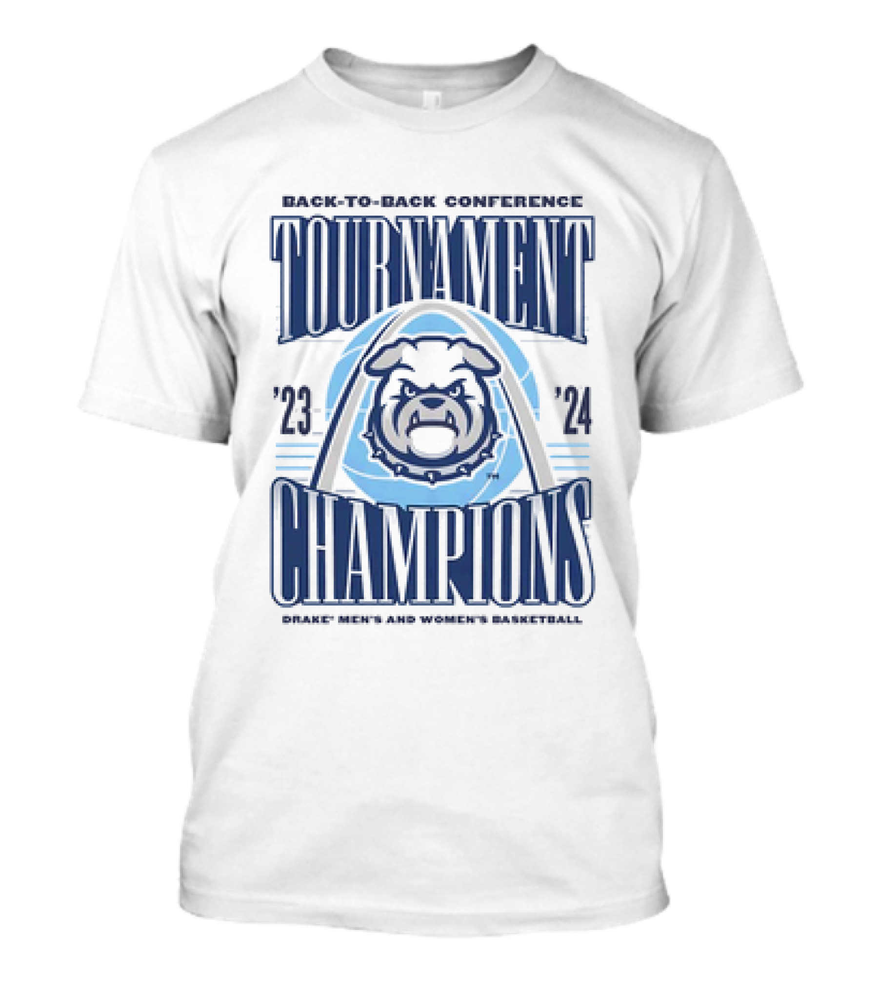 Back-to-Back Conference Tournament Champions '23-'24 Drake Men's And Women's Basketball T-Shirt