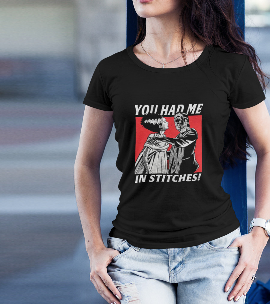 Frankenstein And The Bride You Had Me In Stitches Retro Monster Dance T-Shirt