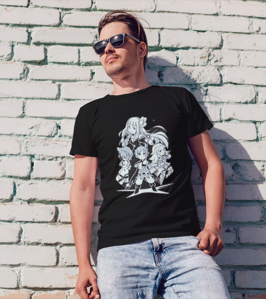 Bravely Default I'm Going All Out Anime Style Character Ensemble T-Shirt