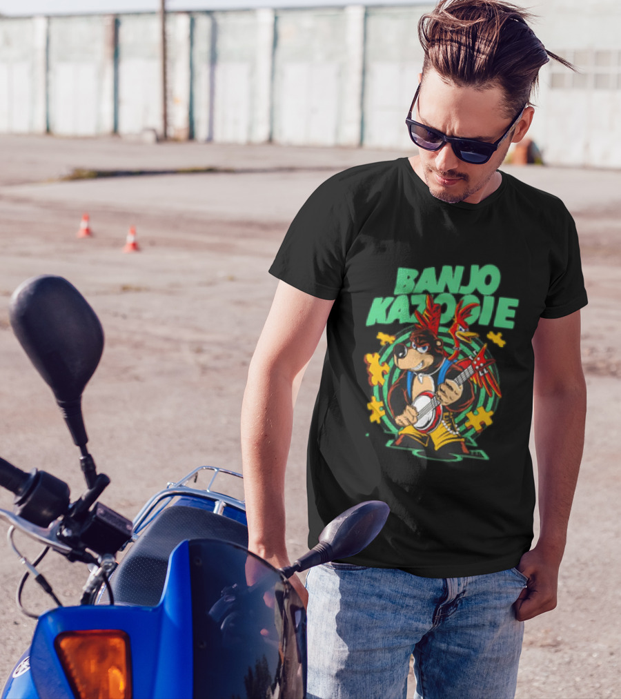 Banjo Kazooie Bear With Electric Banjo And Jiggy Pieces T-Shirt