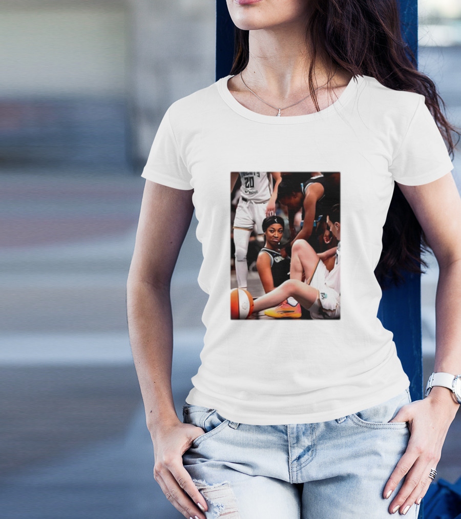 Angel Reese Determined Poised Basketball Court Moment T-Shirt