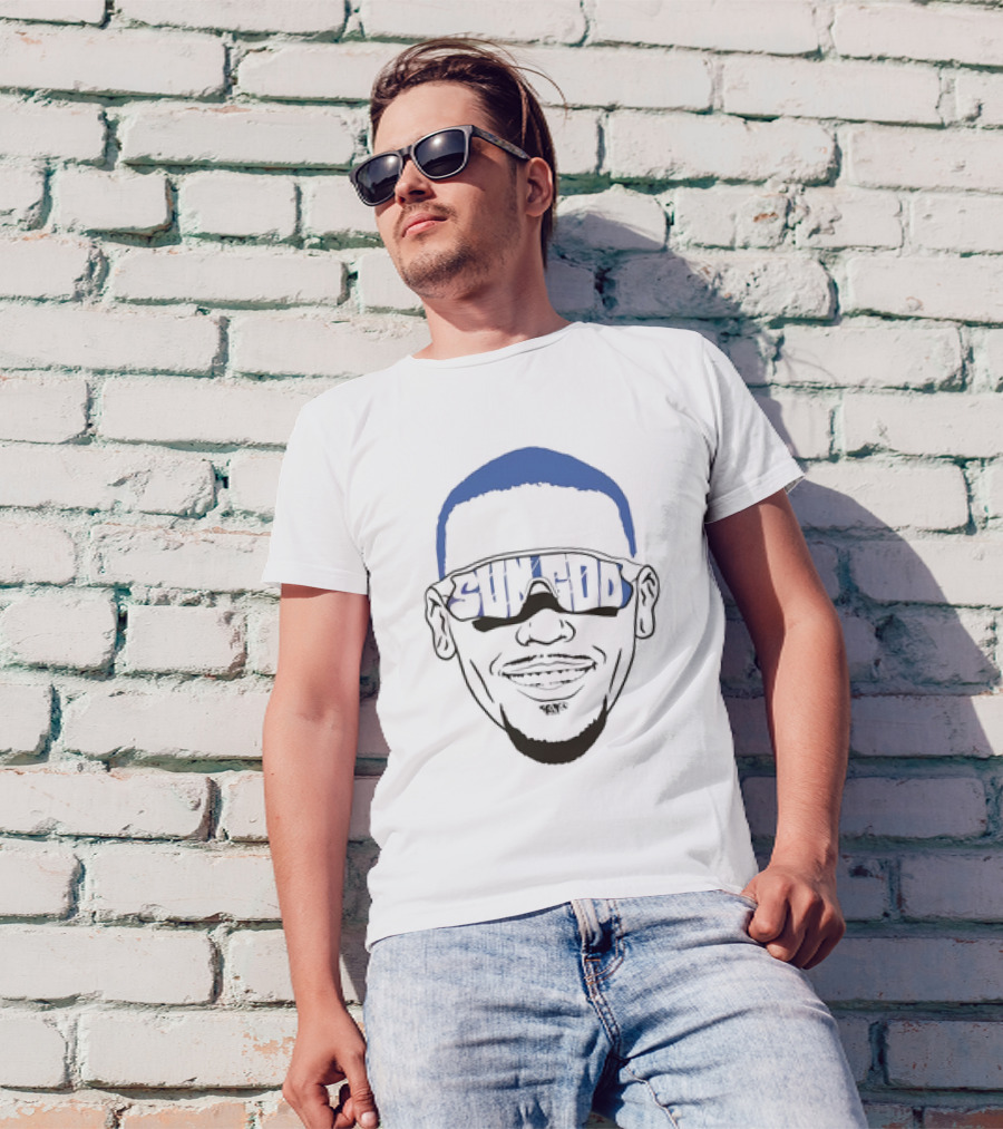 Sun God Amon Ra St Brown Big Face Sunglasses T-Shirt