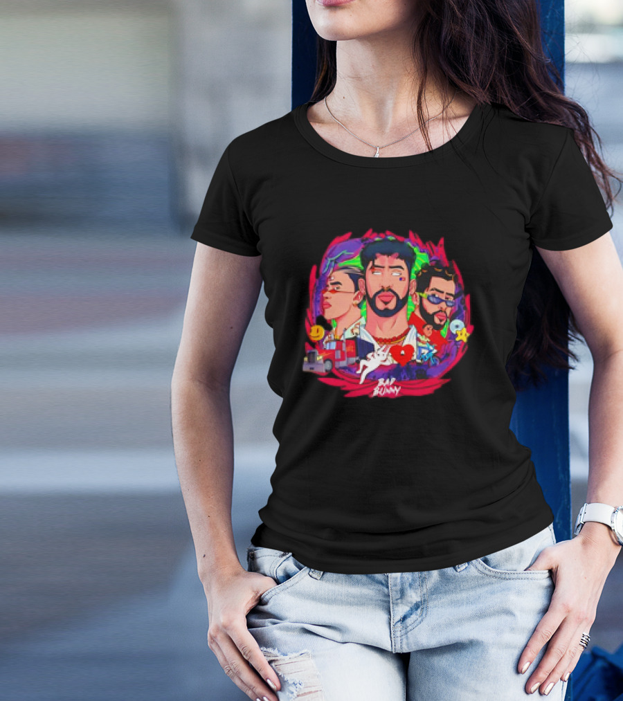 Bad Bunny X 100PRE Vintage Colorful Portraits And Iconic Symbols T-Shirt