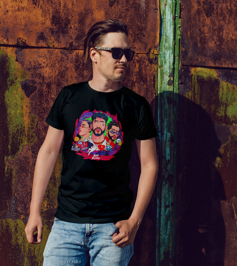 Bad Bunny X 100PRE Vintage Colorful Portraits And Iconic Symbols T-Shirt