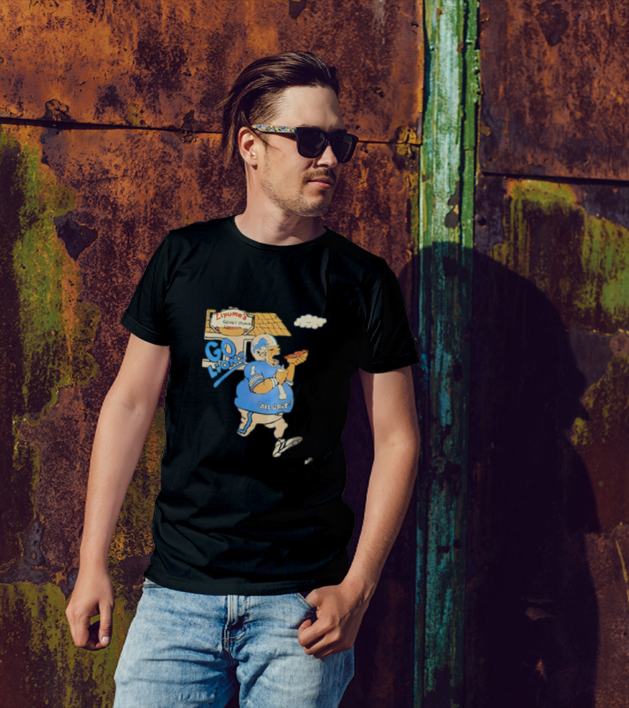 Lipuma’s Coney Island Go Lions All Grit Detroit Lions Football Player Eating Hot Dog T-Shirt