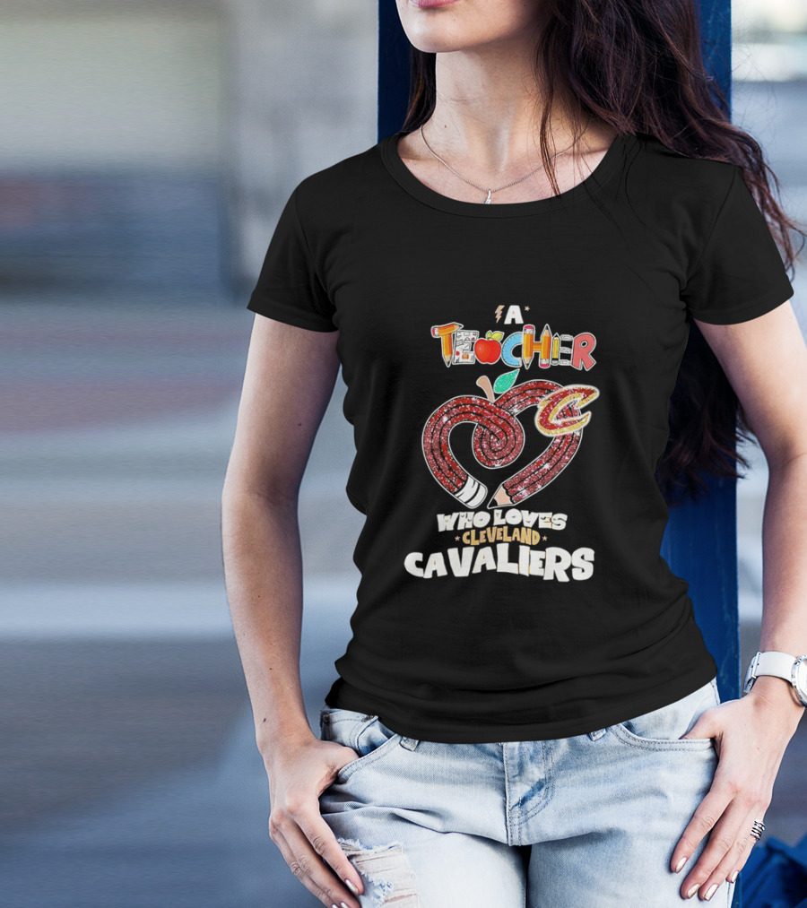 Teacher Heart Pencil Apple Cleveland Cavaliers T-Shirt
