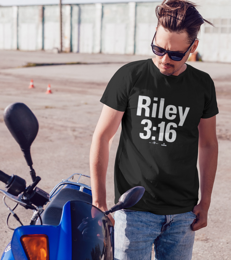 Riley 3:16 Baseball Themed Bold Text Design T-Shirt