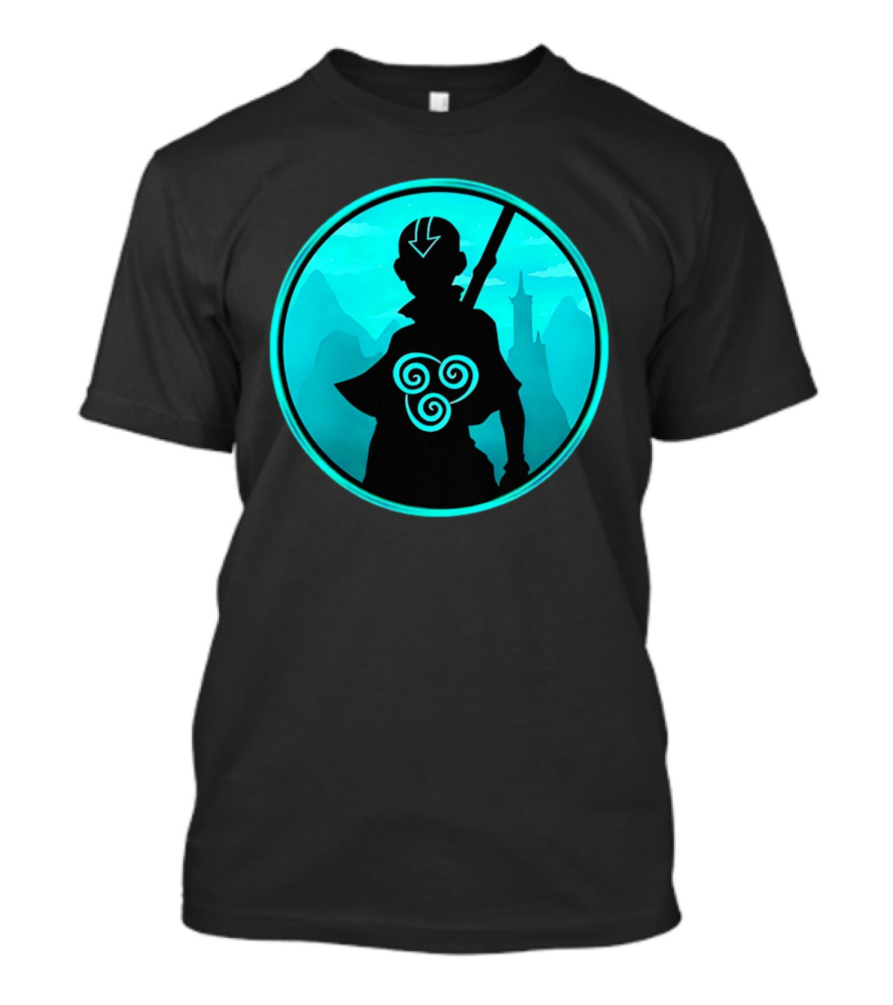 Avatar Aang Airbending Silhouette With Arrow Mark And Air Nomad Symbol T-Shirt